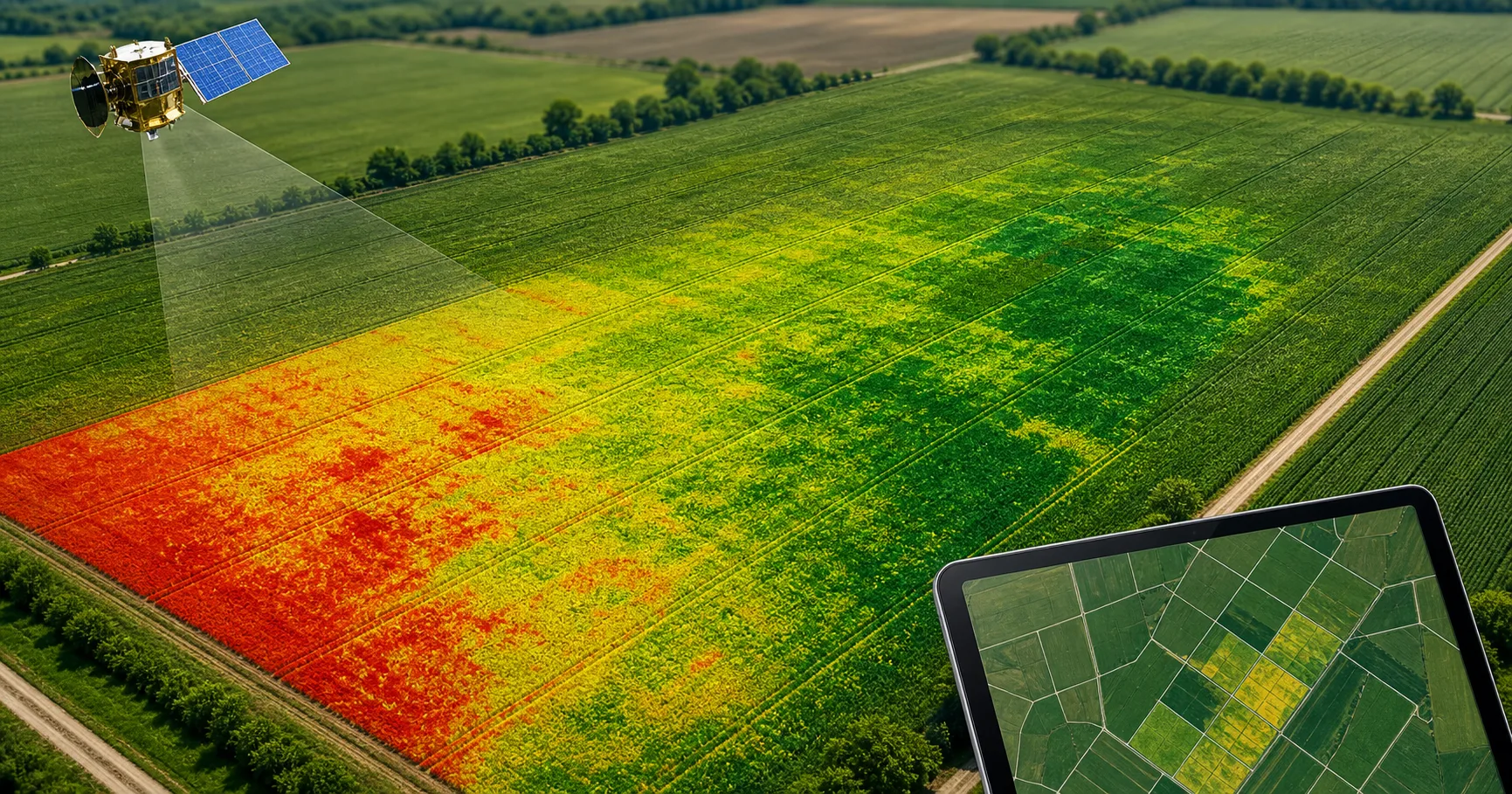 Feld mit NDVI-Überlagerung zur Variabilität der Pflanzenvitalität